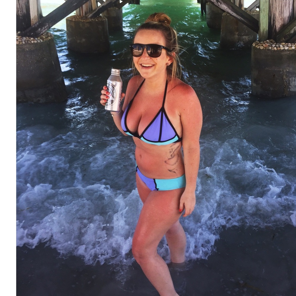 bathingsuit - purple black and light blue
